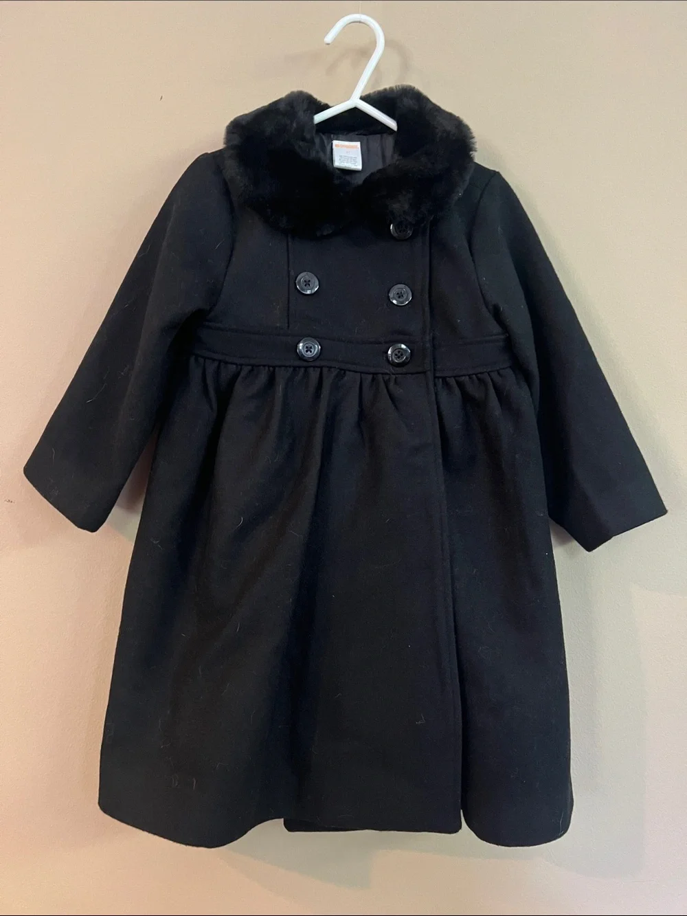 Gymboree Classic Black Faux-Fur Collar Dress Coat